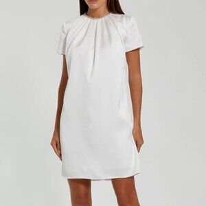 Ieena for Mac Duggal  White Rhinestone Embellished Neckline Shift Dress Size 4